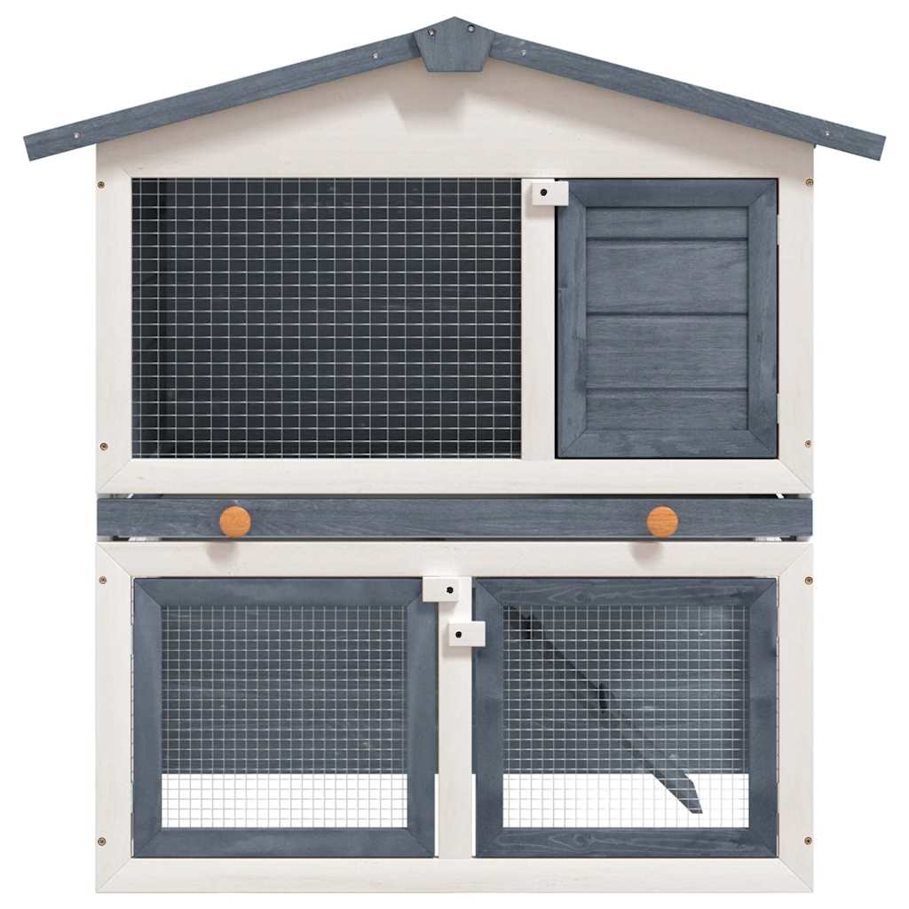 8719883737607_g_en_hd_1 vidaXL Outdoor Rabbit Hutch 3 Doors Grey Wood - Image 2