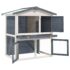 vidaXL Outdoor Rabbit Hutch 3 Doors Grey Wood - Image 3