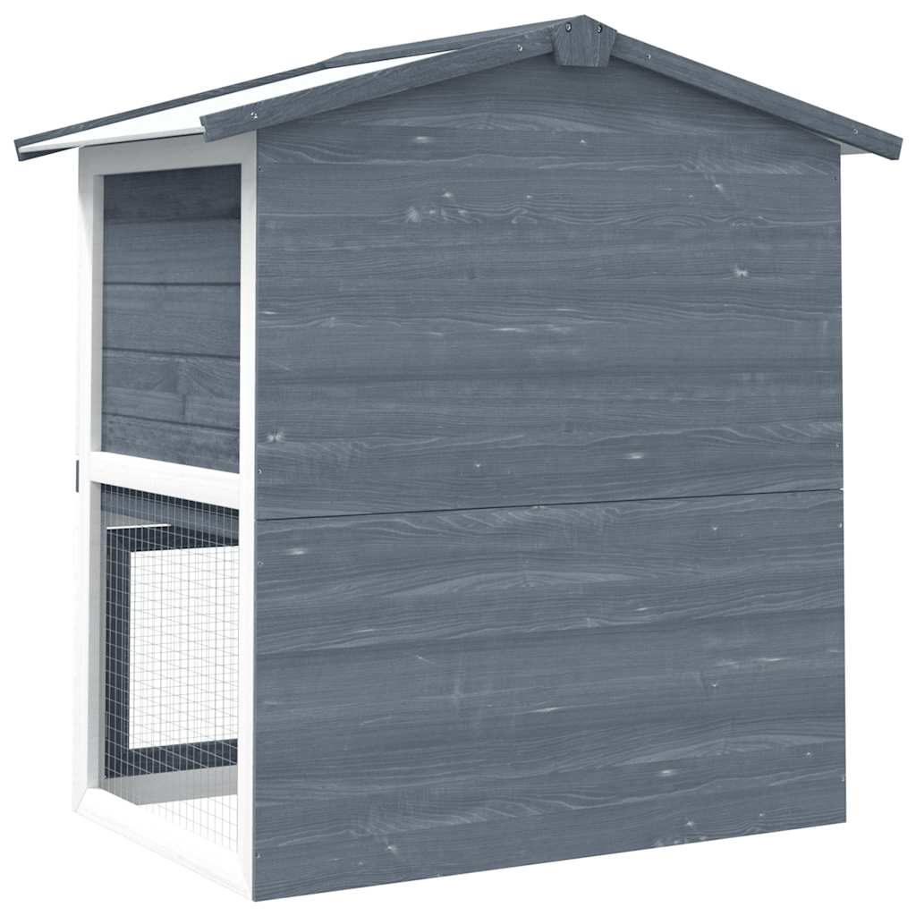 8719883737607_g_en_hd_4 vidaXL Outdoor Rabbit Hutch 3 Doors Grey Wood - Image 5