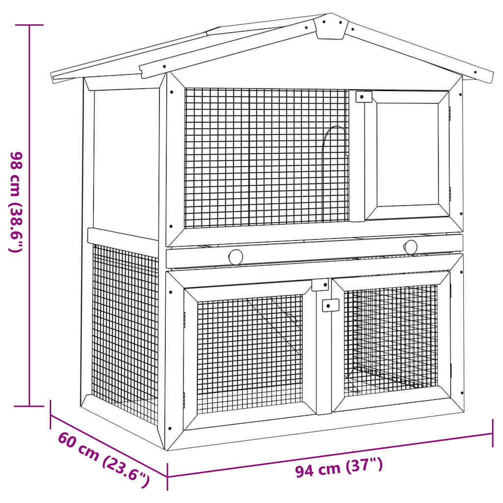 8719883737607_g_en_hd_6 vidaXL Outdoor Rabbit Hutch 3 Doors Grey Wood - Image 7