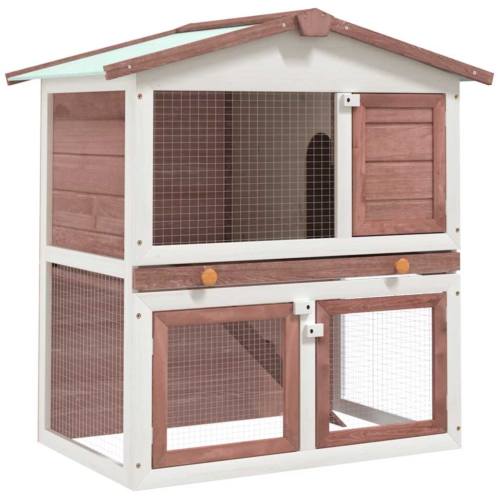 8719883737614_a_en_hd_1 vidaXL Outdoor Rabbit Hutch 3 Doors Brown Wood - Image 1