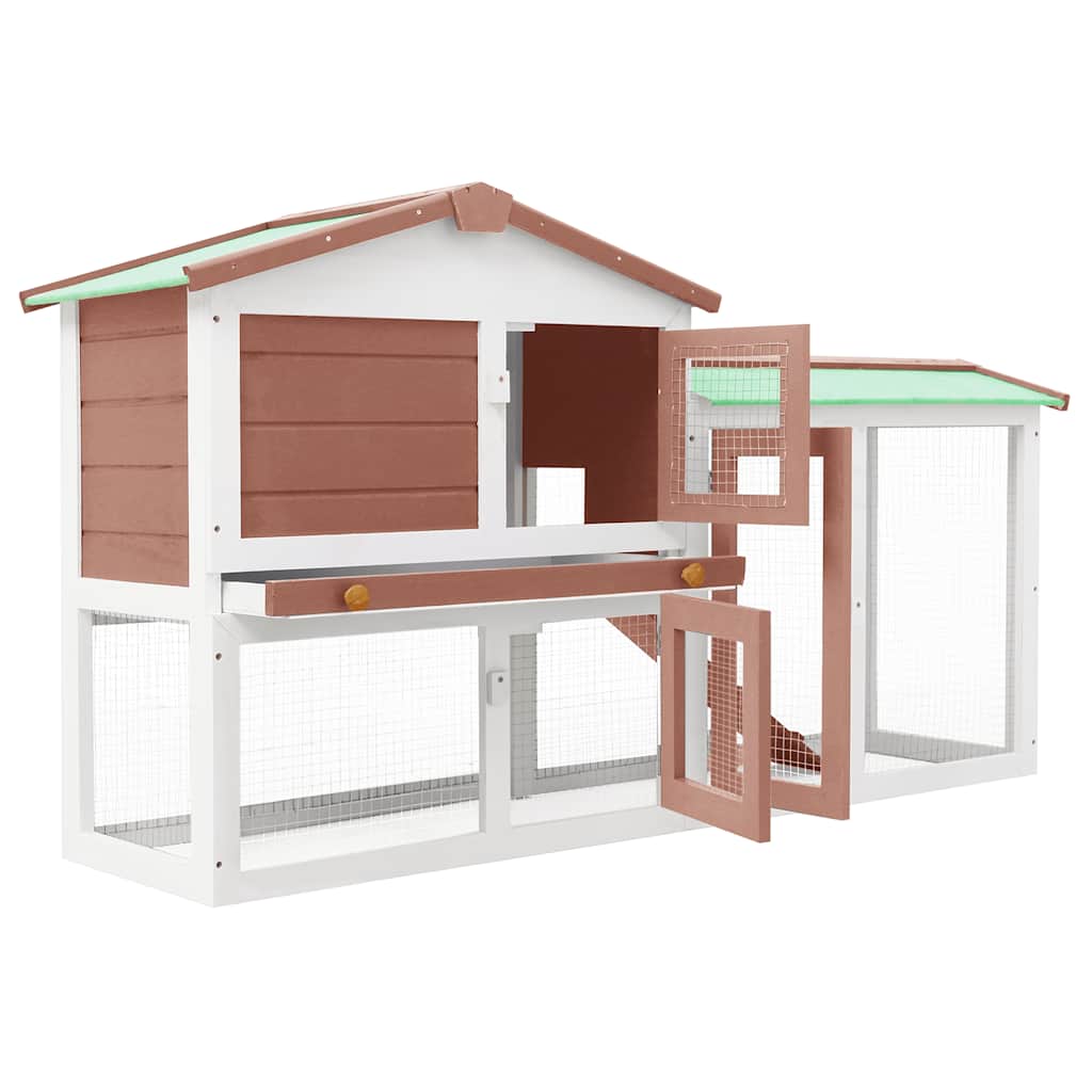 8719883737645_g_en_hd_1 vidaXL Outdoor Large Rabbit Hutch Brown and White 145x45x84 cm Wood - Image 3