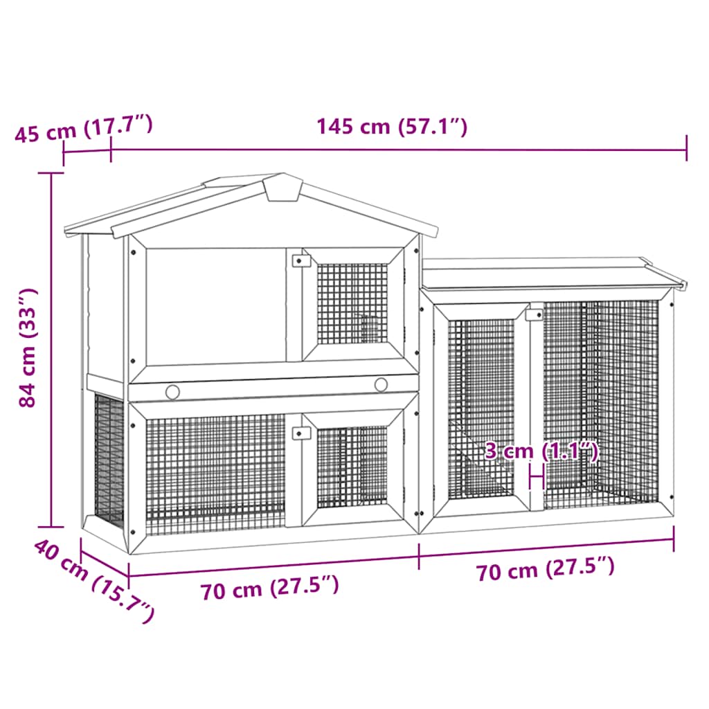 8719883737645_g_en_hd_5 vidaXL Outdoor Large Rabbit Hutch Brown and White 145x45x84 cm Wood - Image 7