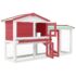 vidaXL Outdoor Large Rabbit Hutch Red and White 145x45x84 cm Wood - Image 3