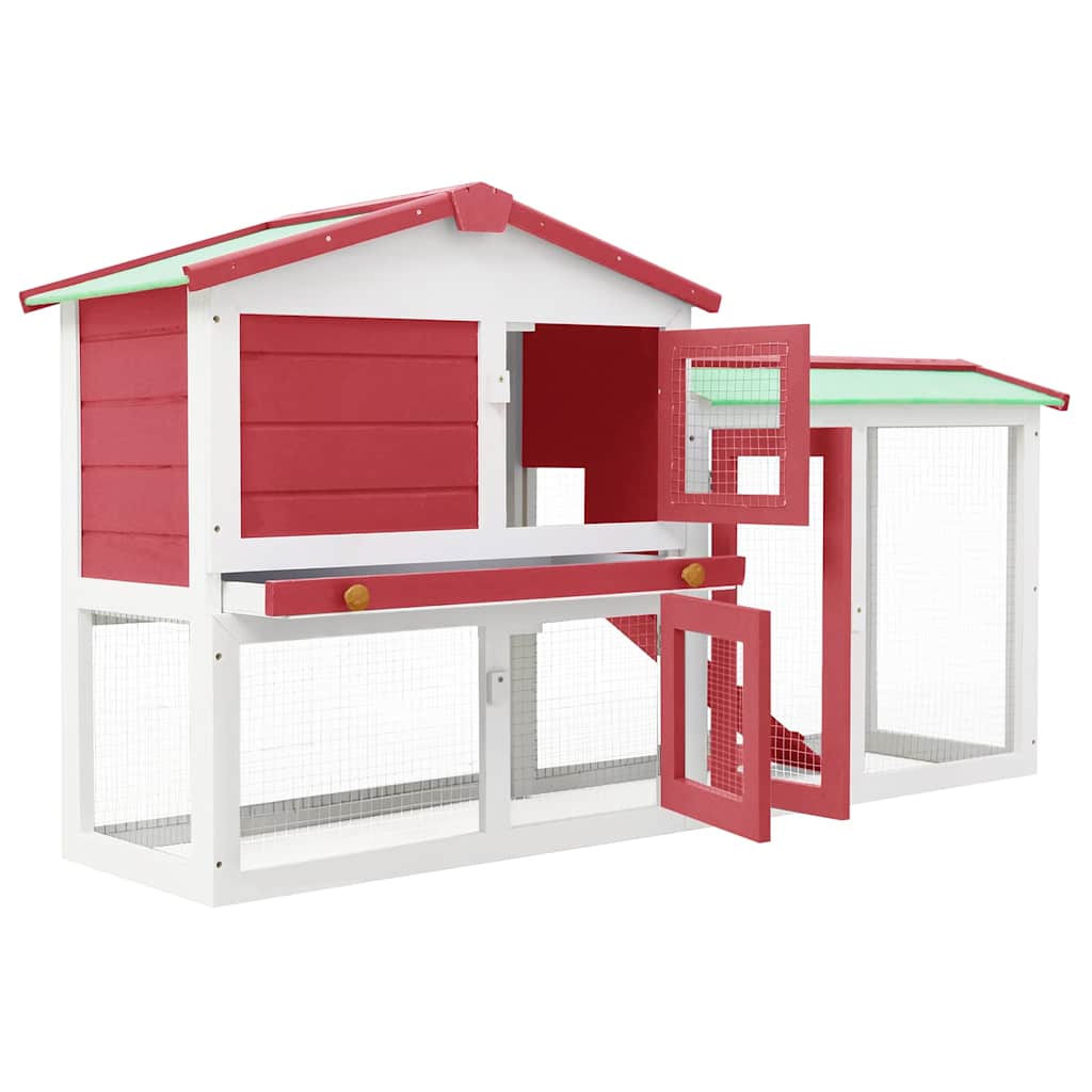 8719883737652_g_en_hd_1 vidaXL Outdoor Large Rabbit Hutch Red and White 145x45x84 cm Wood - Image 3