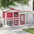 vidaXL Outdoor Large Rabbit Hutch Red and White 145x45x84 cm Wood
