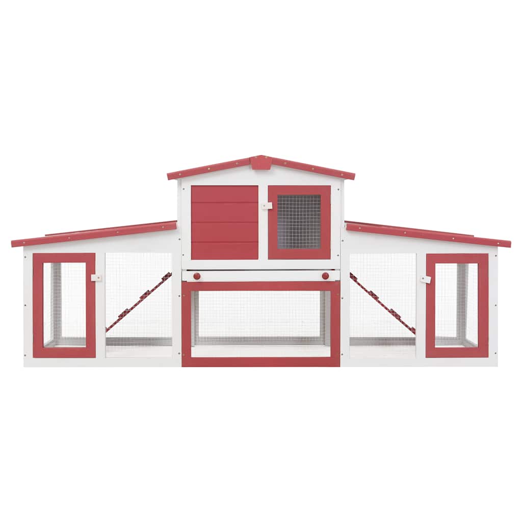 8719883737683_g_en_hd_2 vidaXL Outdoor Large Rabbit Hutch Red and White 201x45x85 cm Wood - Image 4