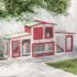 vidaXL Outdoor Large Rabbit Hutch Red and White 201x45x85 cm Wood