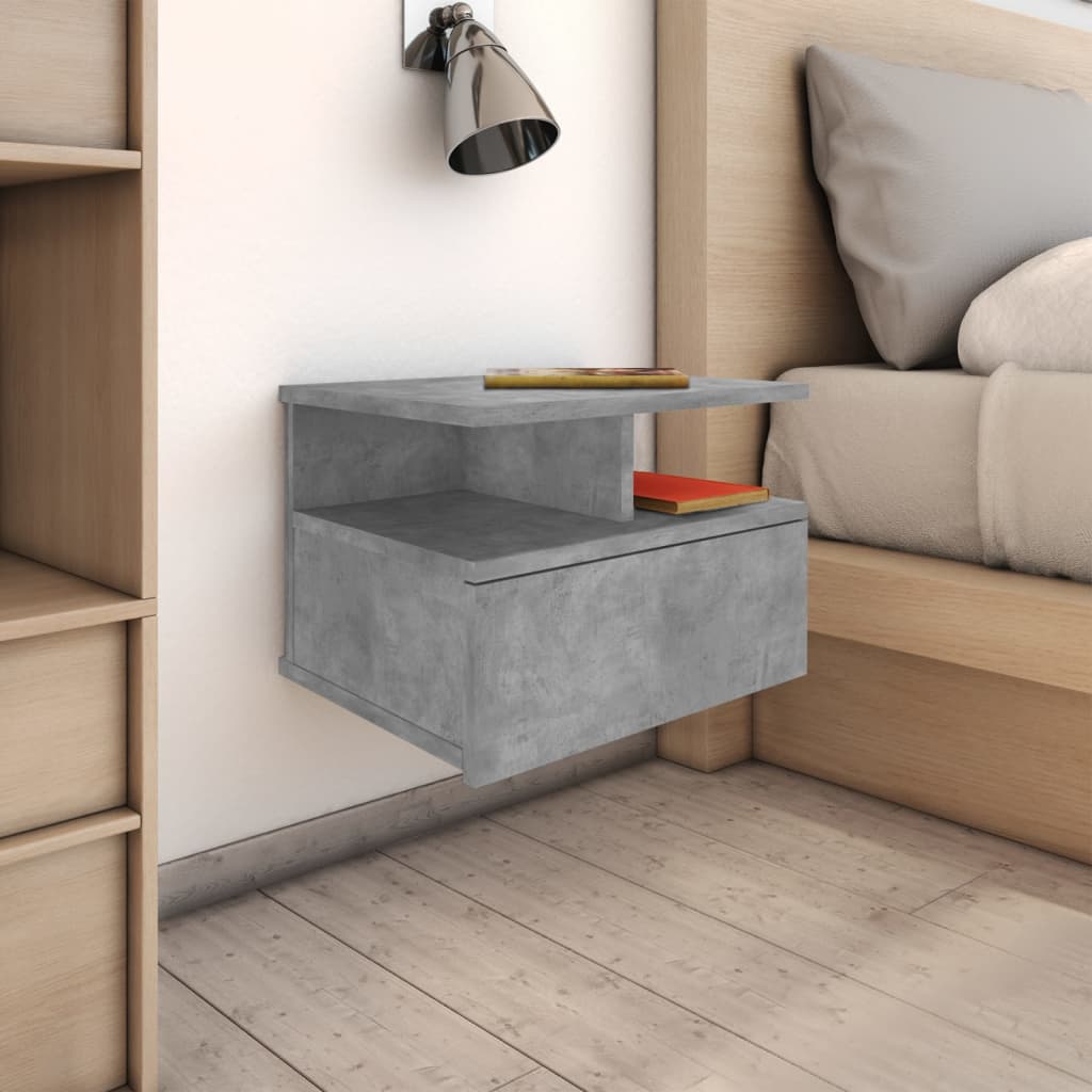 vidaXL Floating Nightstand Concrete Grey 40x31x27 cm Engineered Wood