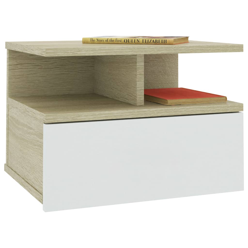 8719883738222_g_en_hd_1 vidaXL Floating Nightstands 2 pcs White and Sonoma Oak 40x31x27 cm Engineered Wood - Image 3