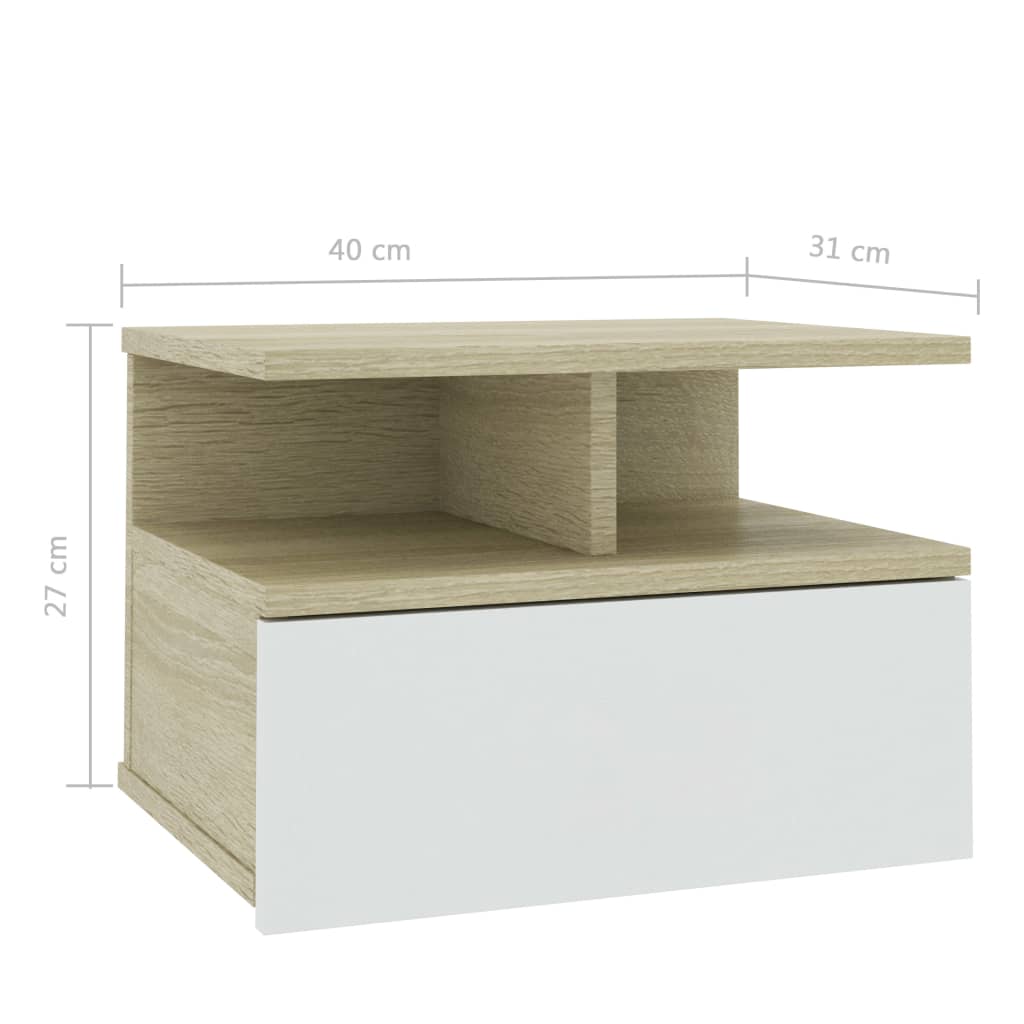 8719883738222_g_en_hd_5 vidaXL Floating Nightstands 2 pcs White and Sonoma Oak 40x31x27 cm Engineered Wood - Image 7