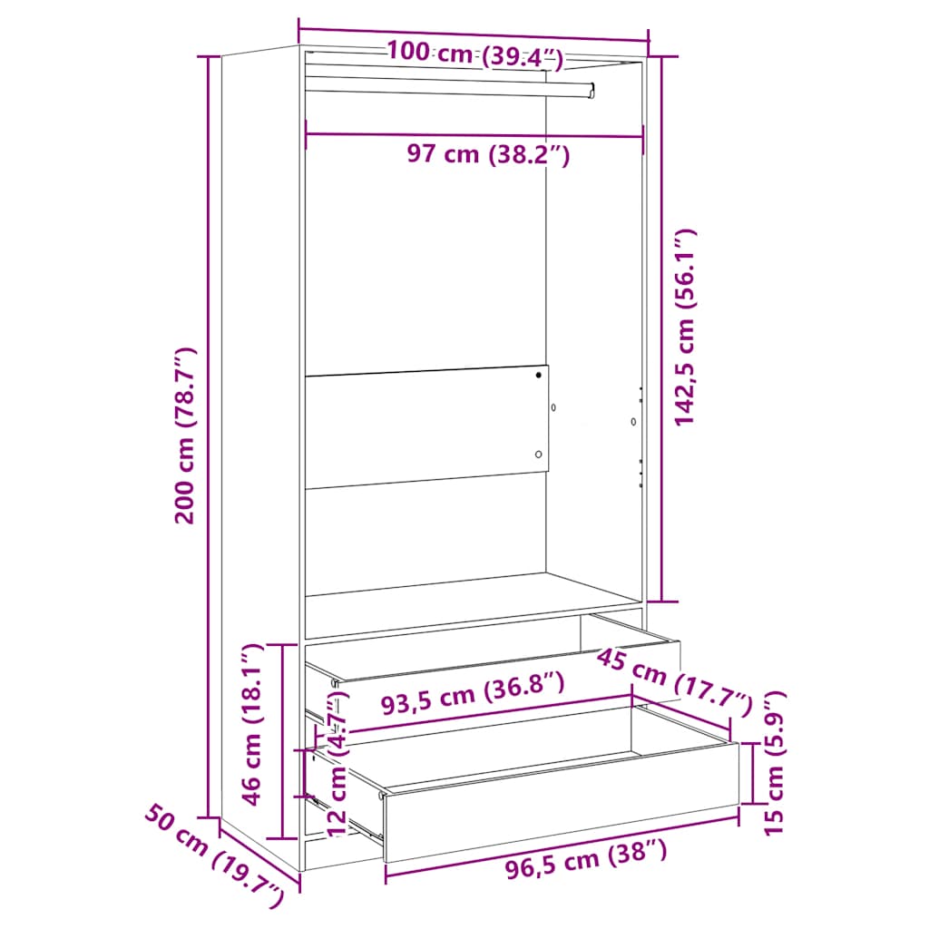 8719883740041_g_en_hd_5 vidaXL Wardrobe Concrete Grey 100x50x200 cm Engineered Wood - Image 8
