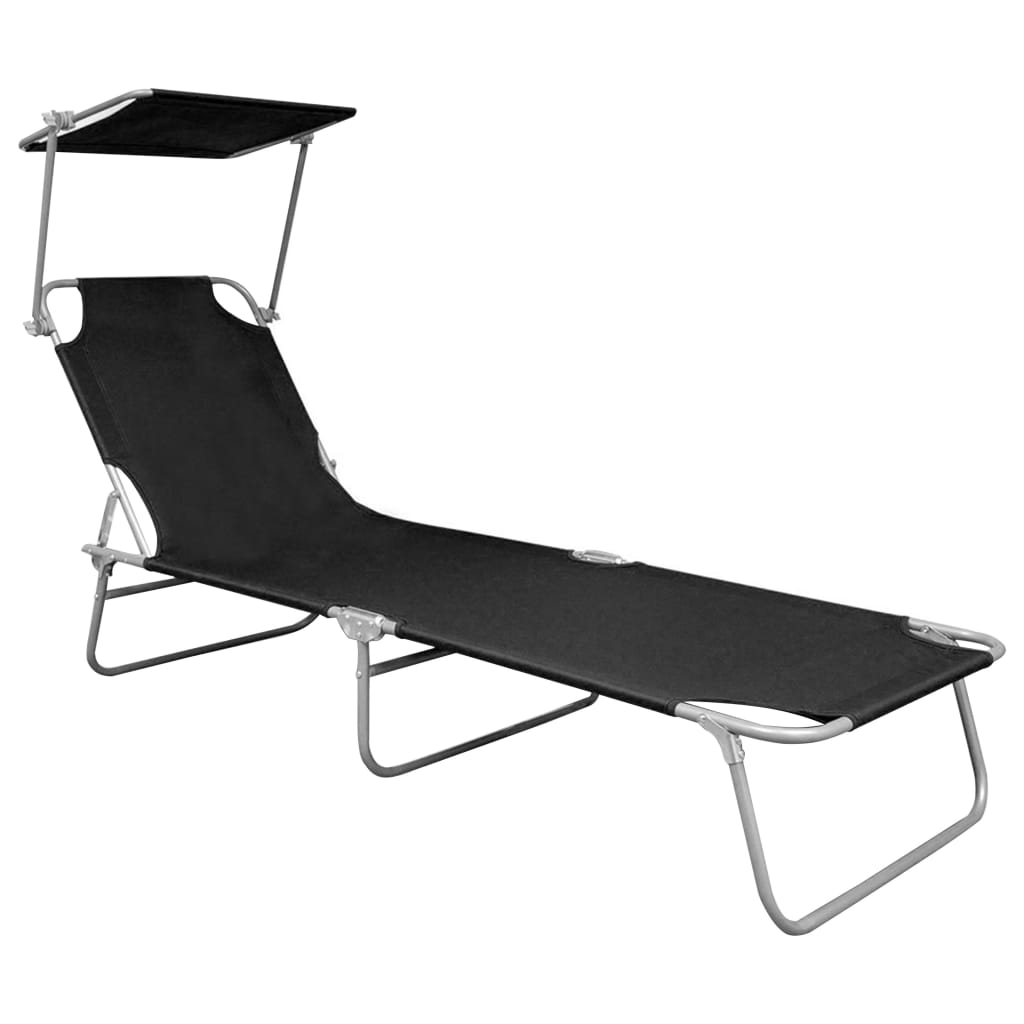 8719883741994_g_en_hd_1 vidaXL Folding Sun Lounger with Canopy Black Aluminium - Image 2