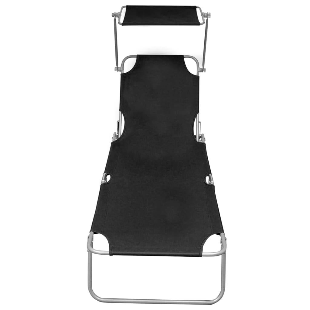 8719883741994_g_en_hd_2 vidaXL Folding Sun Lounger with Canopy Black Aluminium - Image 3