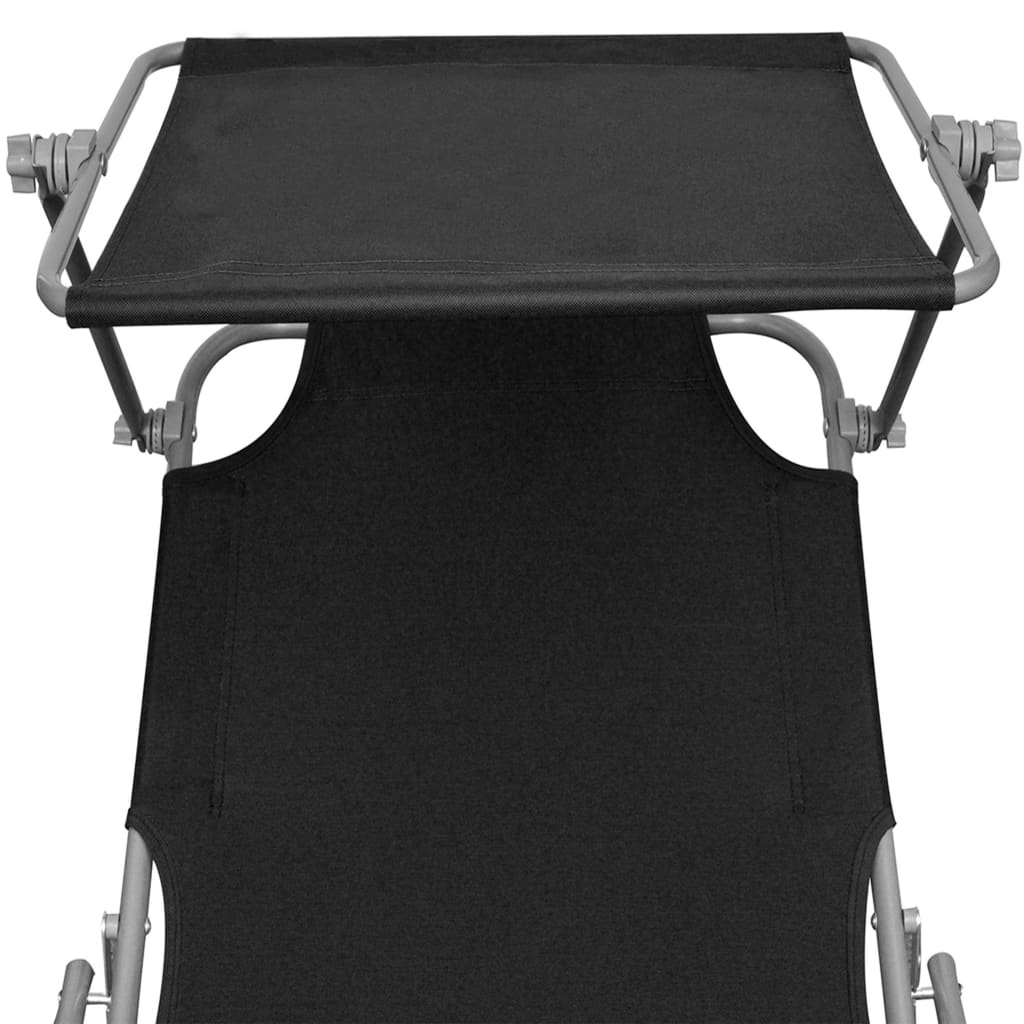 8719883741994_g_en_hd_5 vidaXL Folding Sun Lounger with Canopy Black Aluminium - Image 6