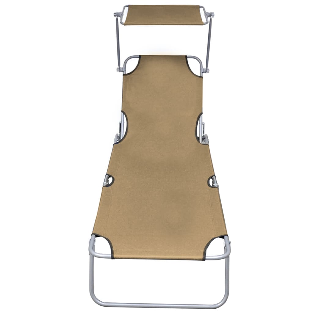 8719883742021_g_en_hd_1 vidaXL Folding Sun Lounger with Canopy Taupe Aluminium - Image 2