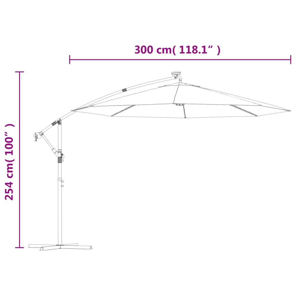 8719883744636_g_en_hd_10 vidaXL Cantilever Garden Parasol with LED Lights and Steel Pole 300 cm Black - Image 12