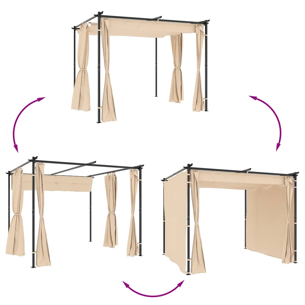 8719883745664_g_en_hd_5 vidaXL Gazebo with Curtains 3x3 m Cream Steel - Image 7