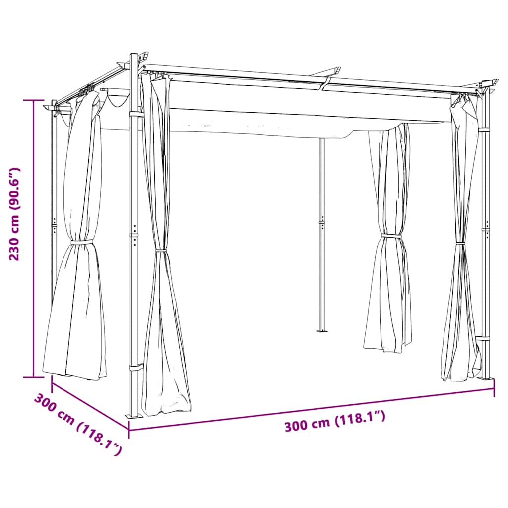 8719883745664_g_en_hd_6 vidaXL Gazebo with Curtains 3x3 m Cream Steel - Image 8