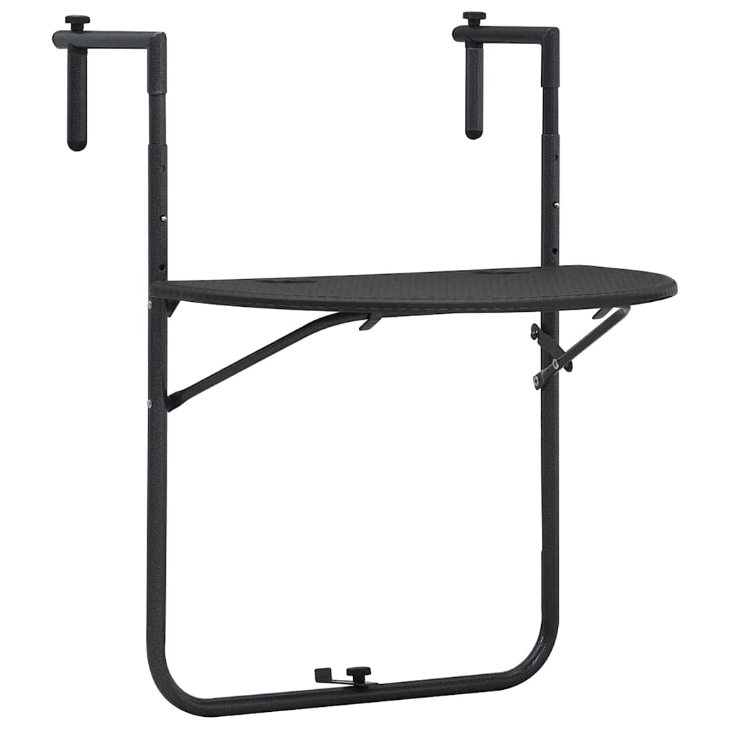 vidaXL Hanging Balcony Table Brown 60x64x83.5 cm Plastic Rattan Look