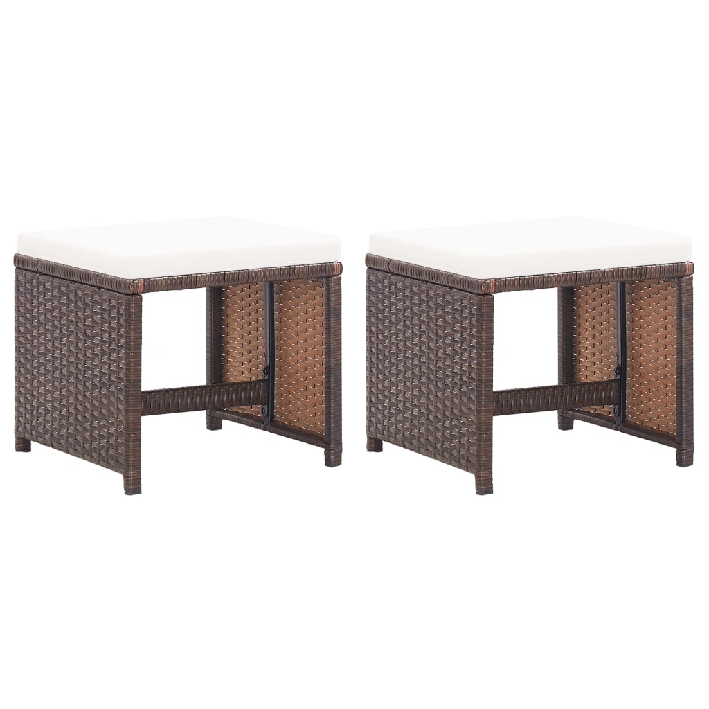 8719883755038_a_en_hd_1 vidaXL Garden Stools 2 pcs with Cushions Poly Rattan Brown - Image 1