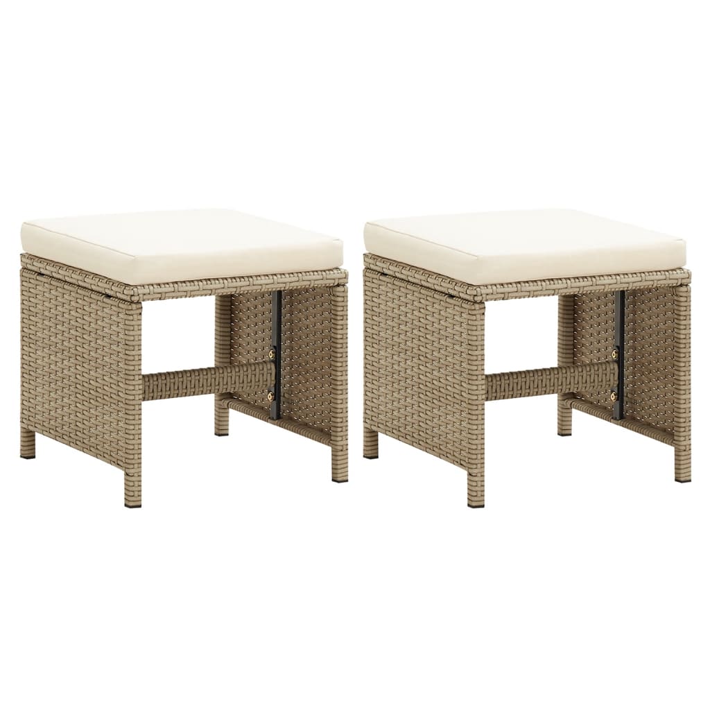 8719883755045_a_en_hd_1 vidaXL Garden Stools 2 pcs with Cushions Poly Rattan Beige - Image 1