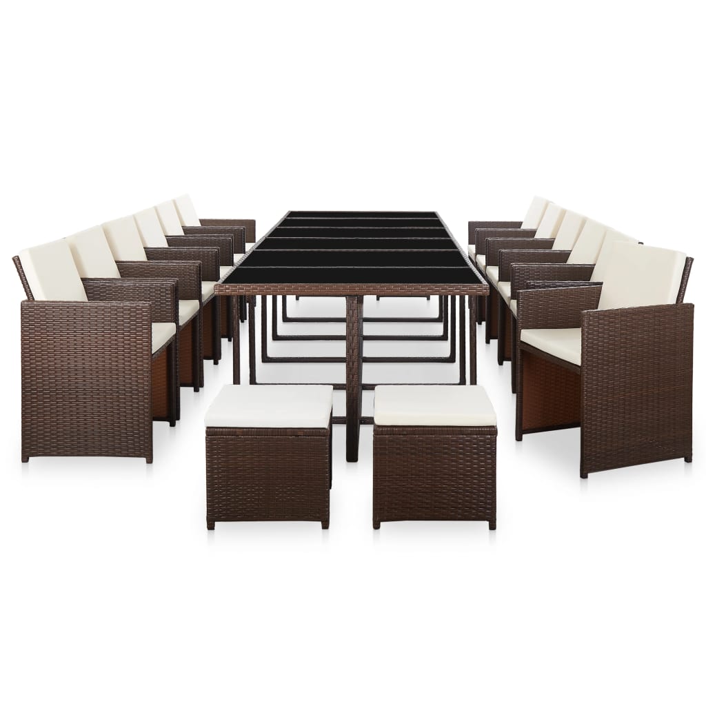 8719883755144_g_en_hd_1 vidaXL 17 Piece Outdoor Dining Set with Cushions Poly Rattan Brown - Image 2