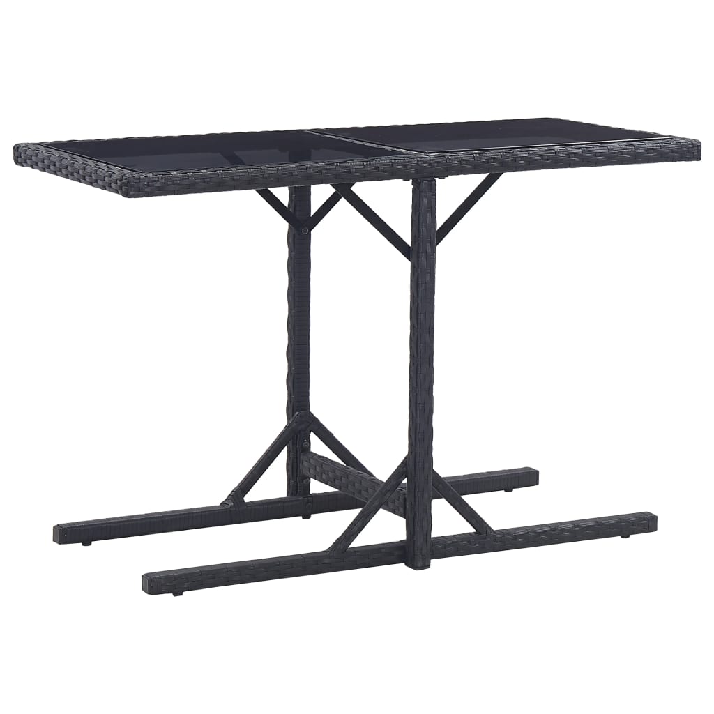 8719883755380_a_en_hd_1 vidaXL Garden Table Black 110x53x72 cm Glass and Poly Rattan - Image 1