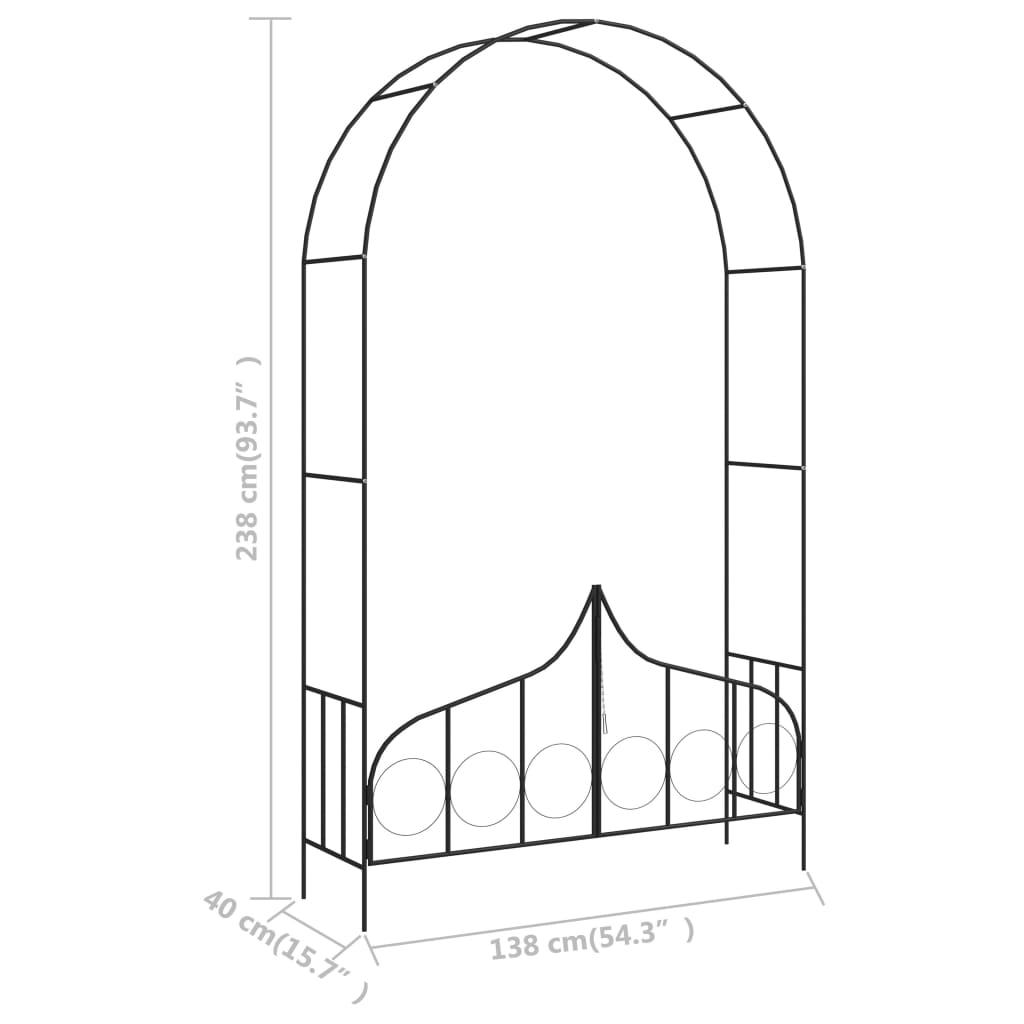 8719883757346_g_en_hd_6 vidaXL Garden Arch with Gate Black 138x40x238 cm Iron - Image 7