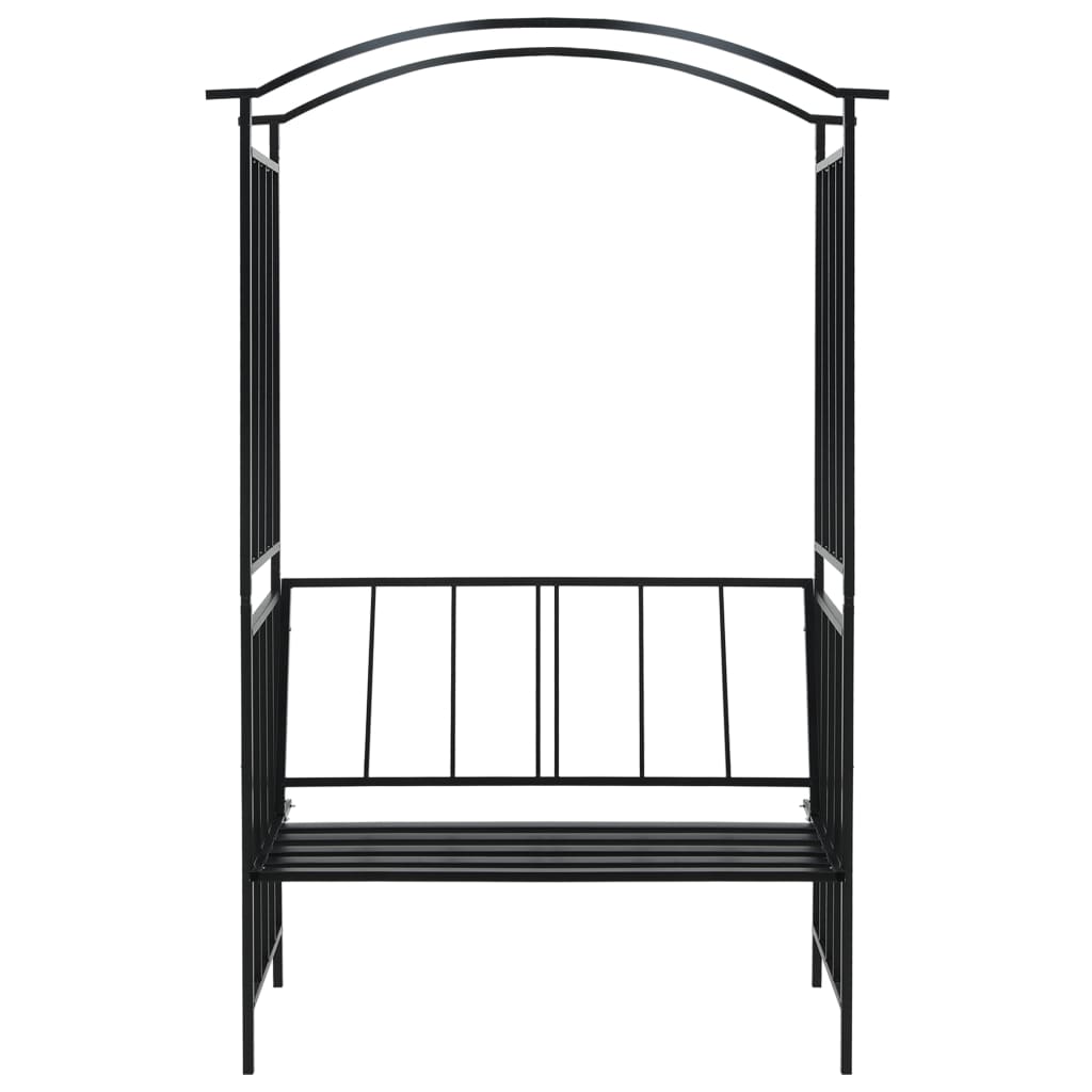 8719883757353_g_en_hd_1 vidaXL Garden Arch with Bench Black 128x50x207 cm Iron - Image 2