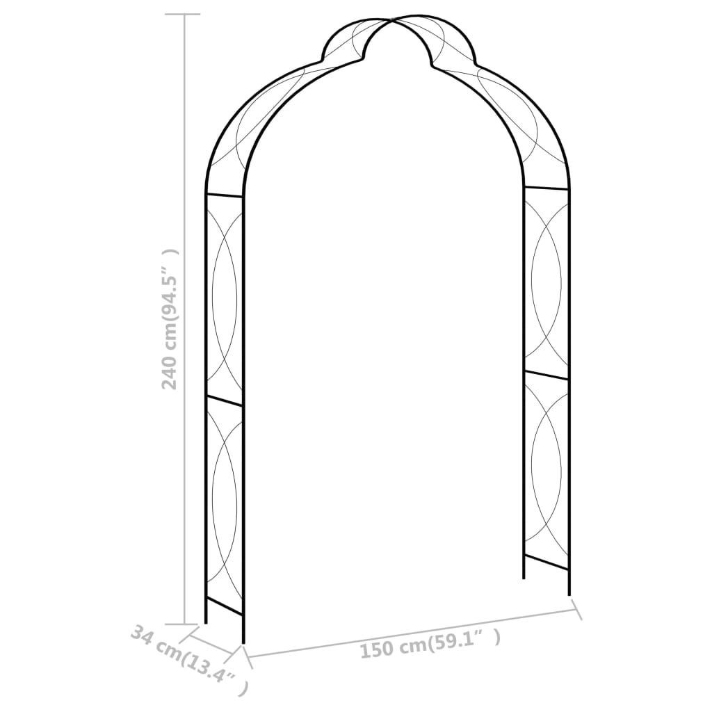 8719883757377_g_en_hd_4 vidaXL Garden Arch Black 150x34x240 cm Iron - Image 5