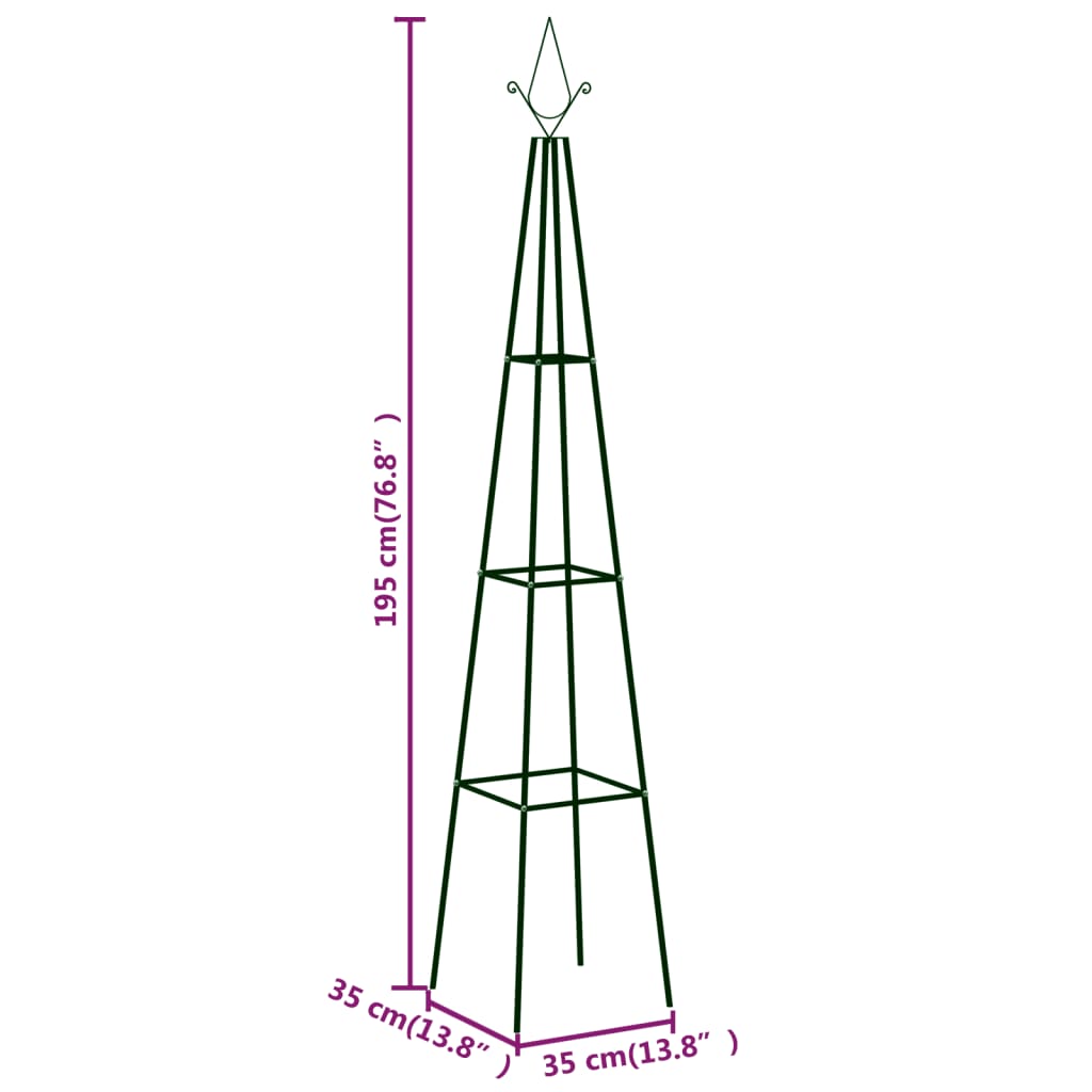 8719883757384_g_en_hd_4 vidaXL Garden Climbing Plant Racks 2 pcs Dark Green 35x35x195 cm Iron - Image 5