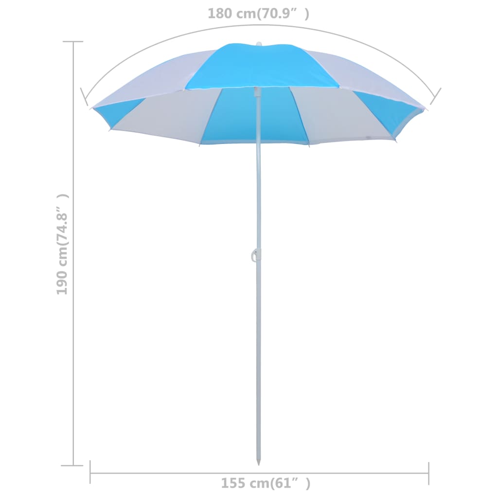 8719883758862_g_en_hd_5 vidaXL Beach Umbrella Shelter Blue and White 180 cm Fabric - Image 6