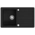 vidaXL Granite Kitchen Sink Single Basin with Drainer Reversible Black - Image 2