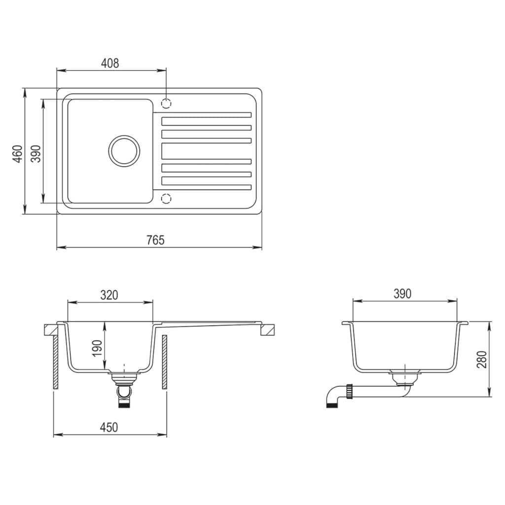 8719883760254_g_en_hd_6 vidaXL Granite Kitchen Sink Single Basin with Drainer Reversible Black - Image 8