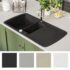 vidaXL Granite Kitchen Sink Double Basin Black - Image 7