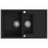 vidaXL Granite Kitchen Sink Double Basin Black - Image 2