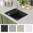 vidaXL Granite Kitchen Sink Single Basin Black - Image 7