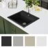 vidaXL Granite Kitchen Sink Single Basin Black - Image 6