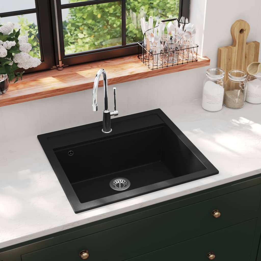 8719883760384_m_en_hd_1 vidaXL Granite Kitchen Sink Single Basin Black - Image 1