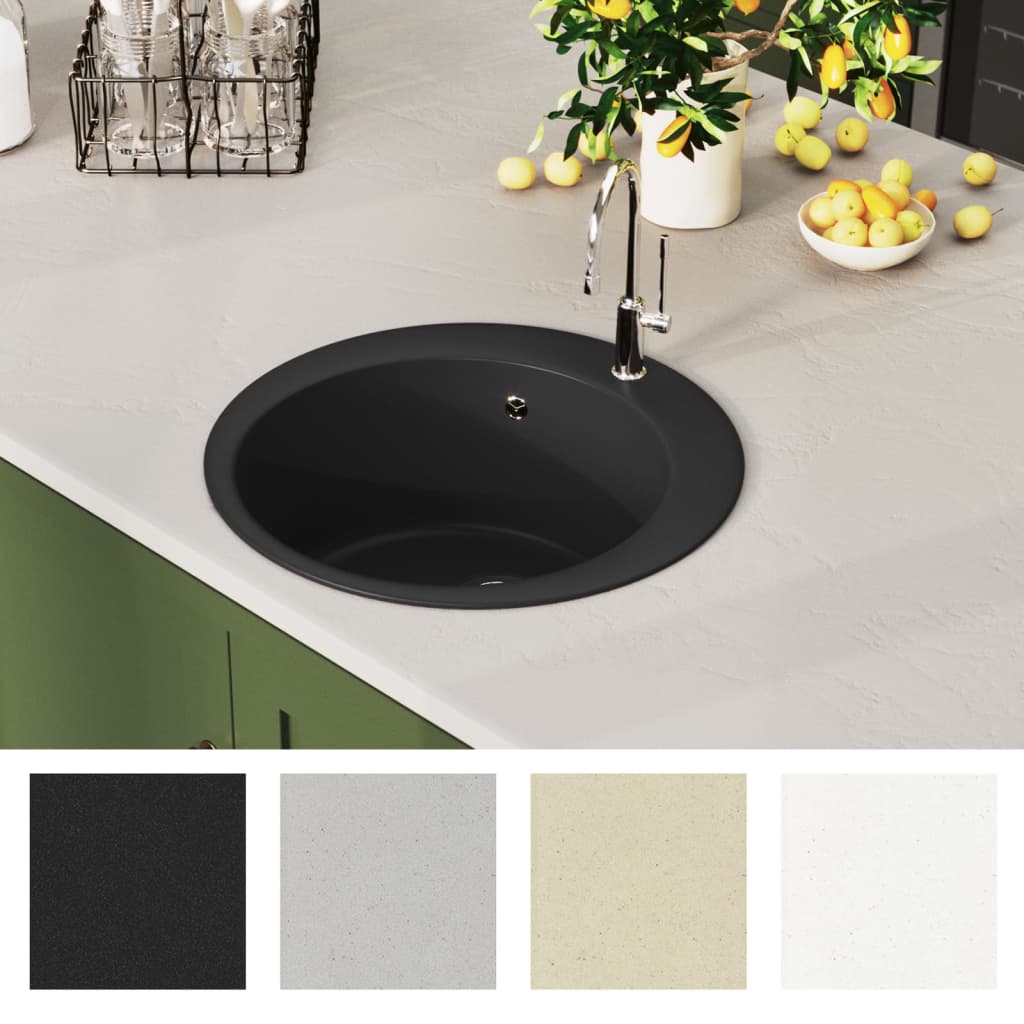 8719883760391_g_en_hd_5 vidaXL Granite Kitchen Sink Single Basin Round Black - Image 7