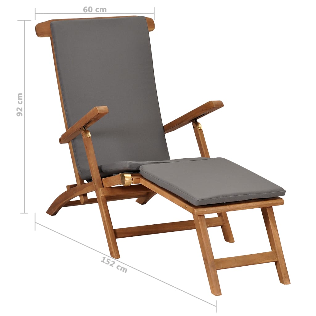 8719883760568_g_en_hd_7 vidaXL Deck Chair with Cushion Dark Grey Solid Teak Wood - Image 8