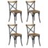 vidaXL Cross Chairs 4 pcs Black Solid Mango Wood