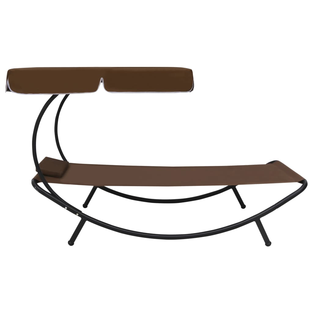 8719883762944_g_en_hd_1 vidaXL Outdoor Lounge Bed with Canopy & Pillow Brown - Image 2