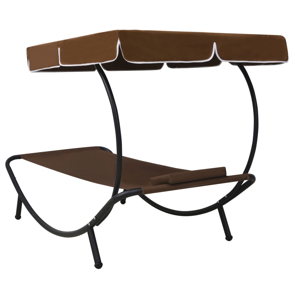 8719883762944_g_en_hd_2 vidaXL Outdoor Lounge Bed with Canopy & Pillow Brown - Image 3