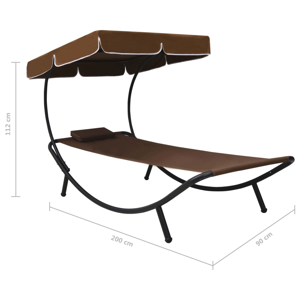 8719883762944_g_en_hd_6 vidaXL Outdoor Lounge Bed with Canopy & Pillow Brown - Image 7