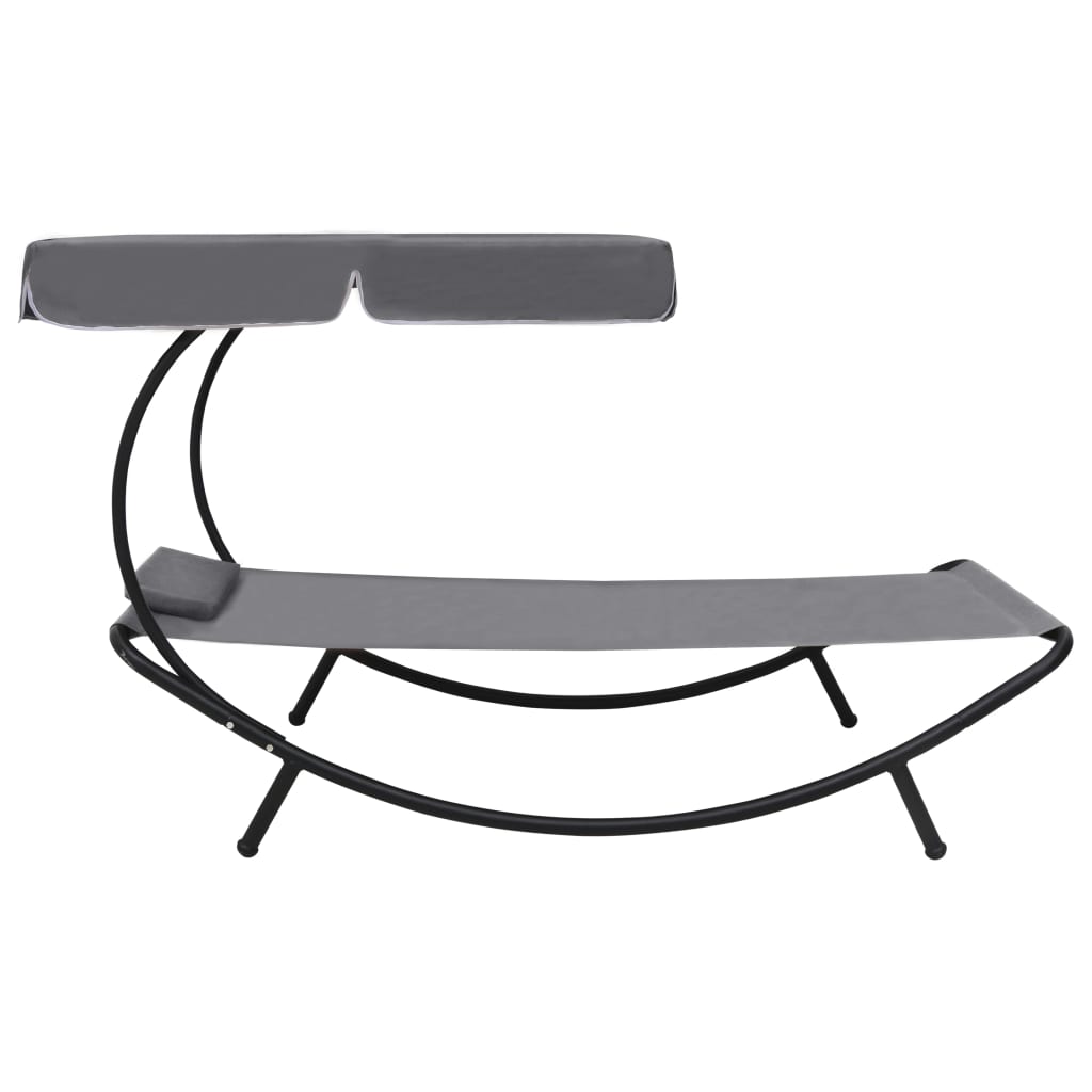 8719883762951_g_en_hd_1 vidaXL Outdoor Lounge Bed with Canopy & Pillow Grey - Image 2