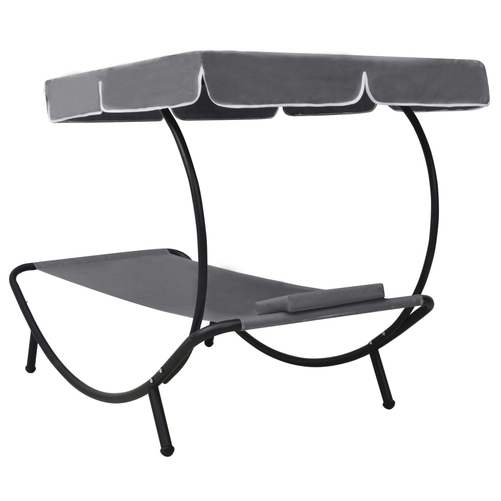 8719883762951_g_en_hd_3 vidaXL Outdoor Lounge Bed with Canopy & Pillow Grey - Image 4