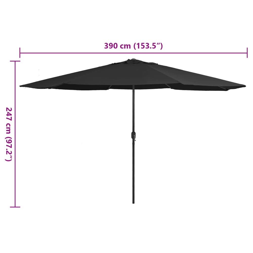 8719883763927_g_en_hd_6 vidaXL Garden Parasol with Metal Pole 390 cm Black - Image 7
