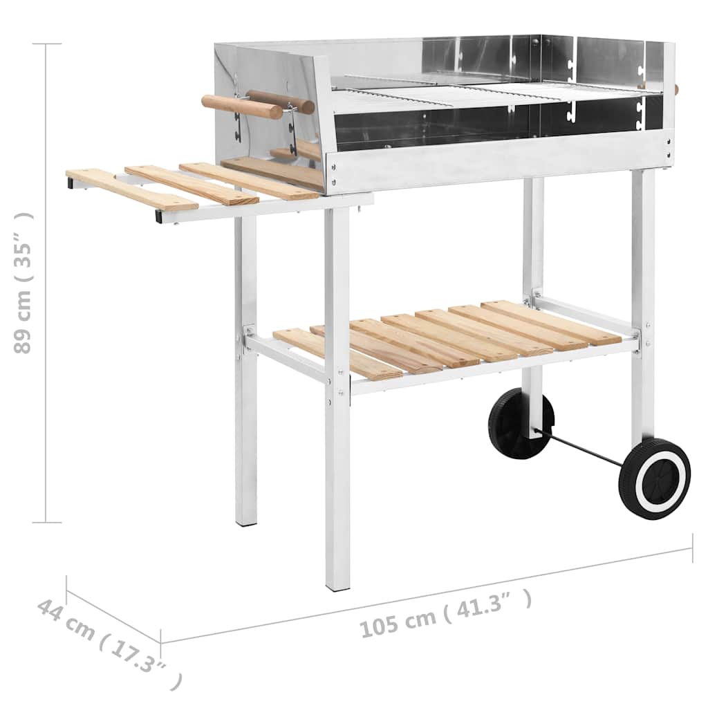 8719883765600_g_en_hd_5 vidaXL XXL Trolley Charcoal BBQ Grill Stainless Steel with 2 Shelves - Image 6